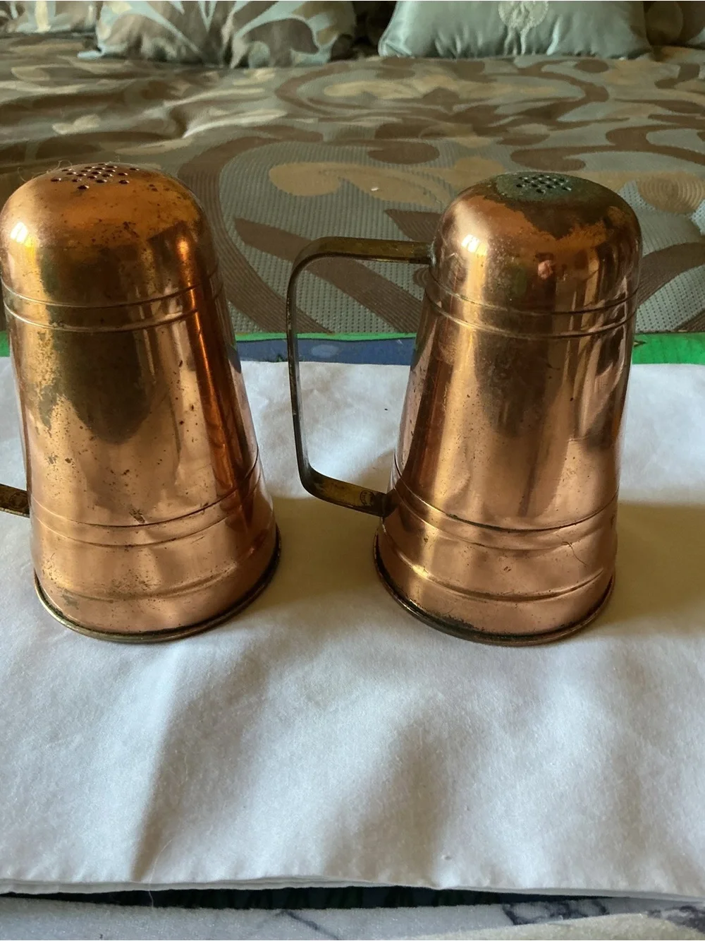 Copper Salt and Pepper Shakers - Vintage Metal Set